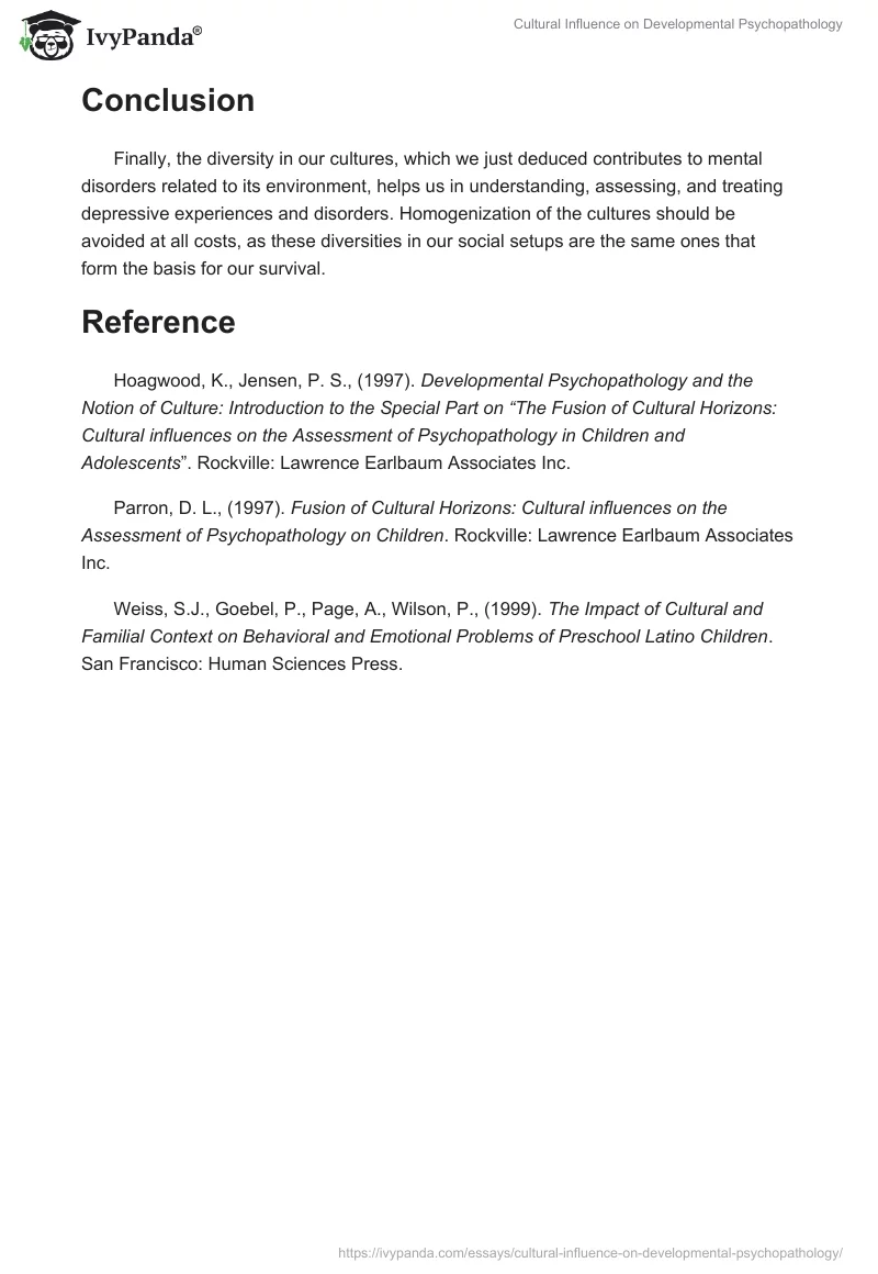 Cultural Influence on Developmental Psychopathology. Page 4