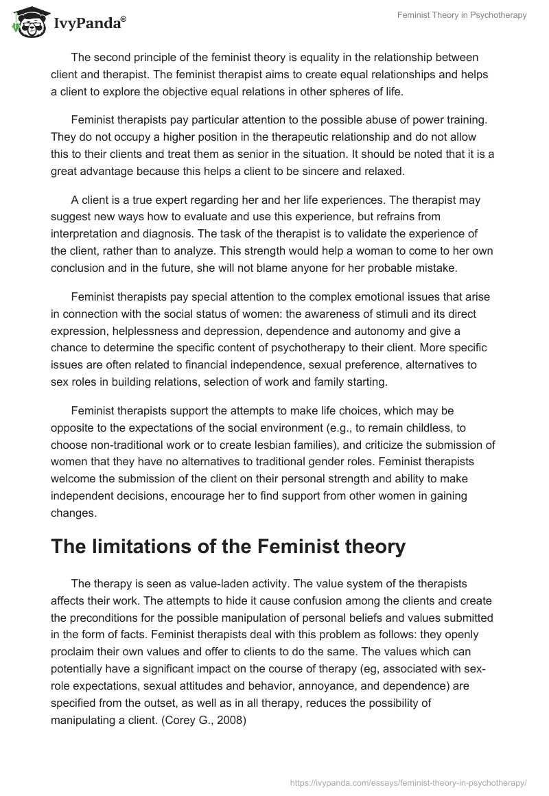 Feminist Theory in Psychotherapy. Page 2