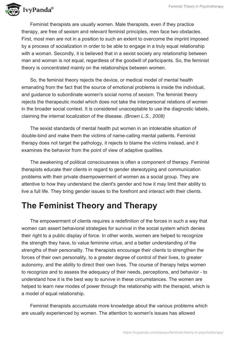 Feminist Theory in Psychotherapy. Page 3