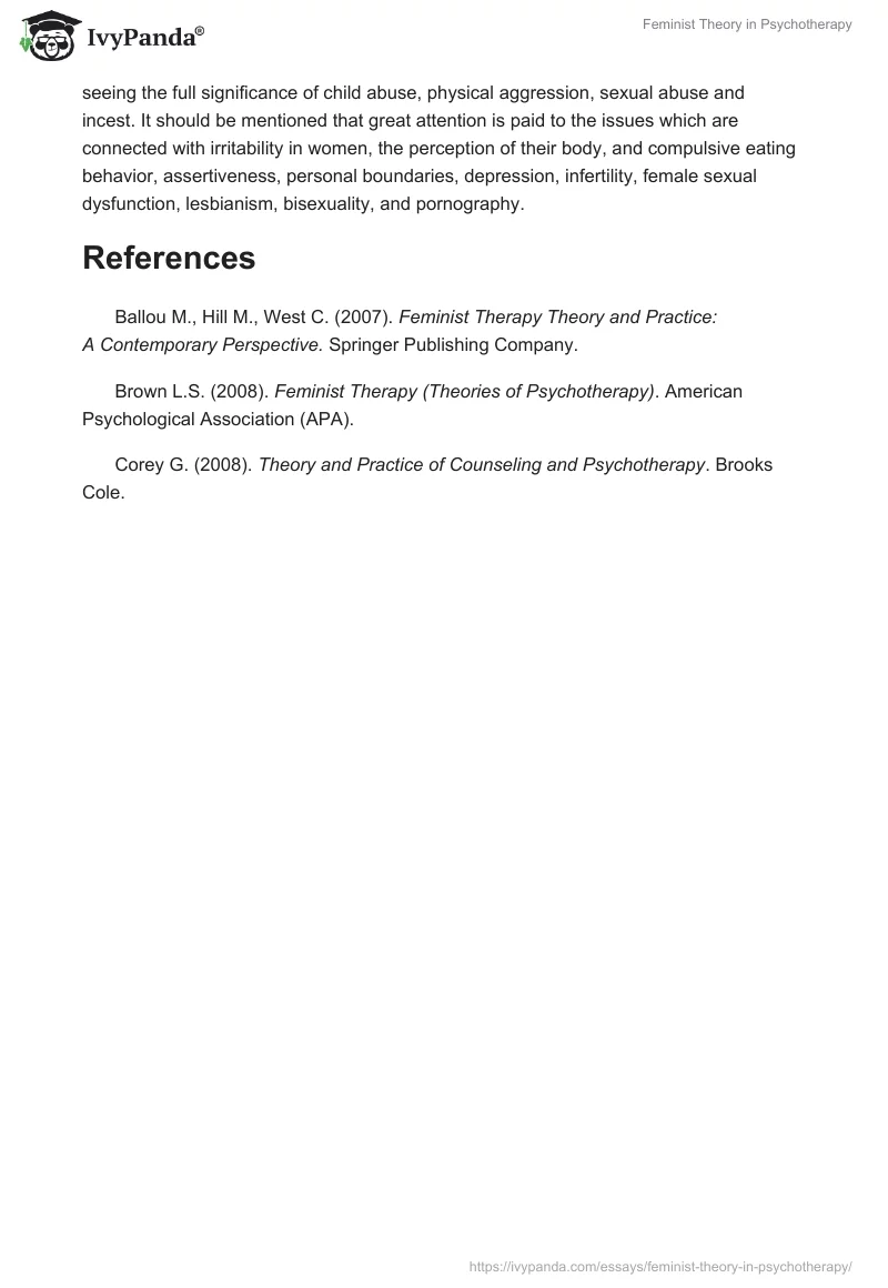 Feminist Theory in Psychotherapy. Page 4