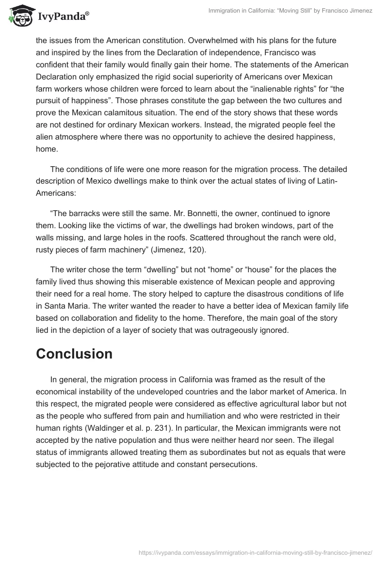 Immigration in California: “Moving Still” by Francisco Jimenez. Page 3