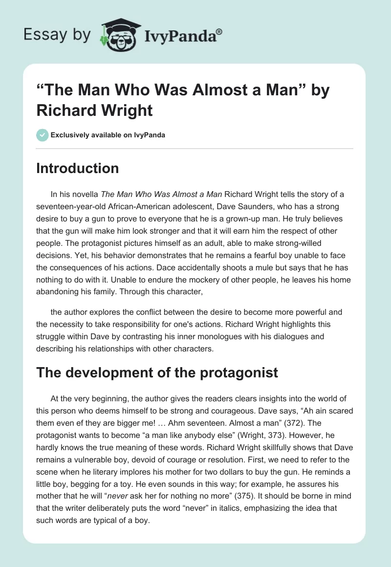 “The Man Who Was Almost a Man” by Richard Wright. Page 1
