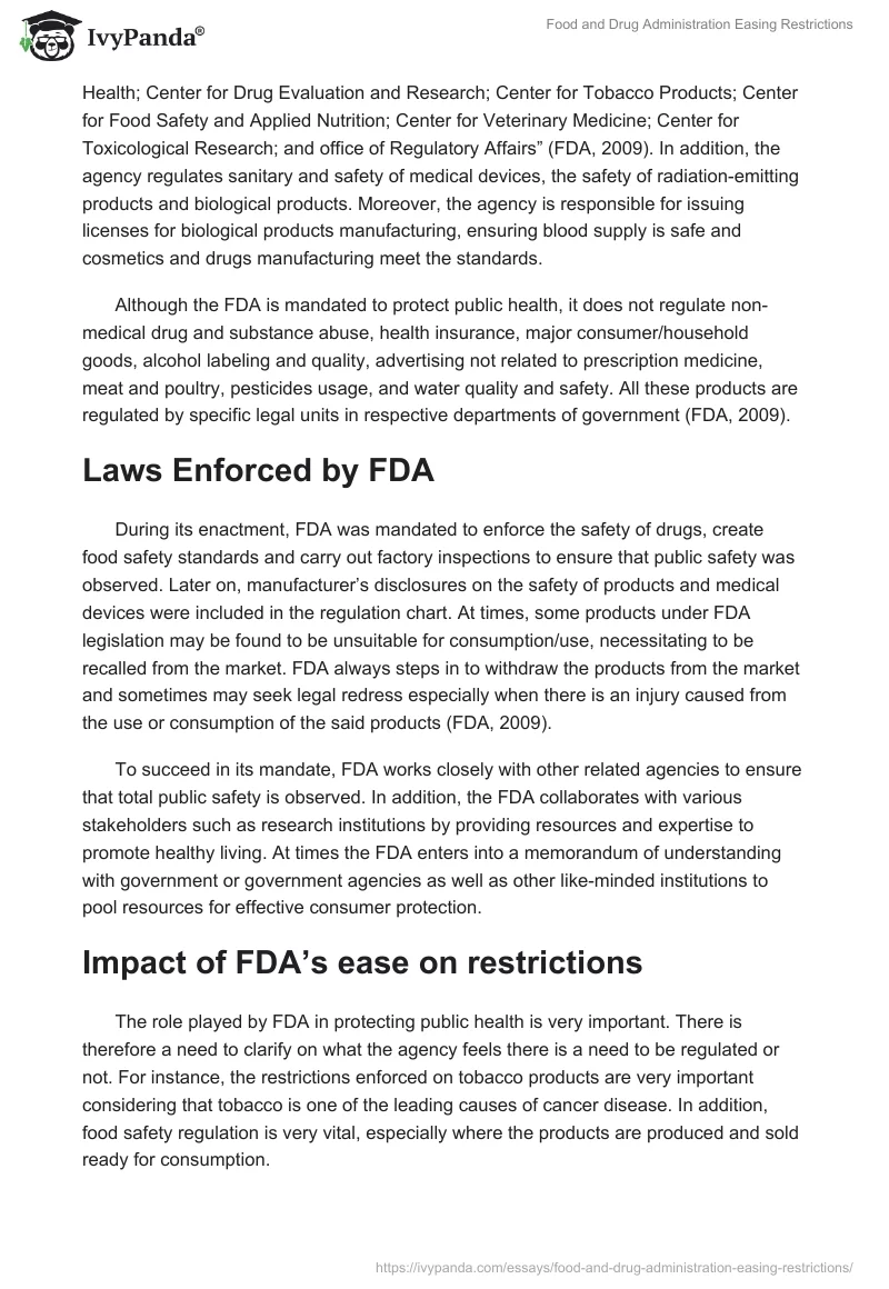 Food and Drug Administration Easing Restrictions. Page 2