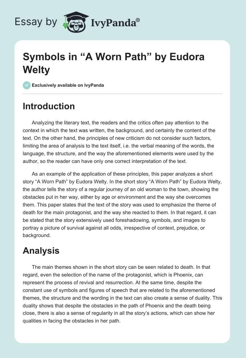 a worn path analysis essay example