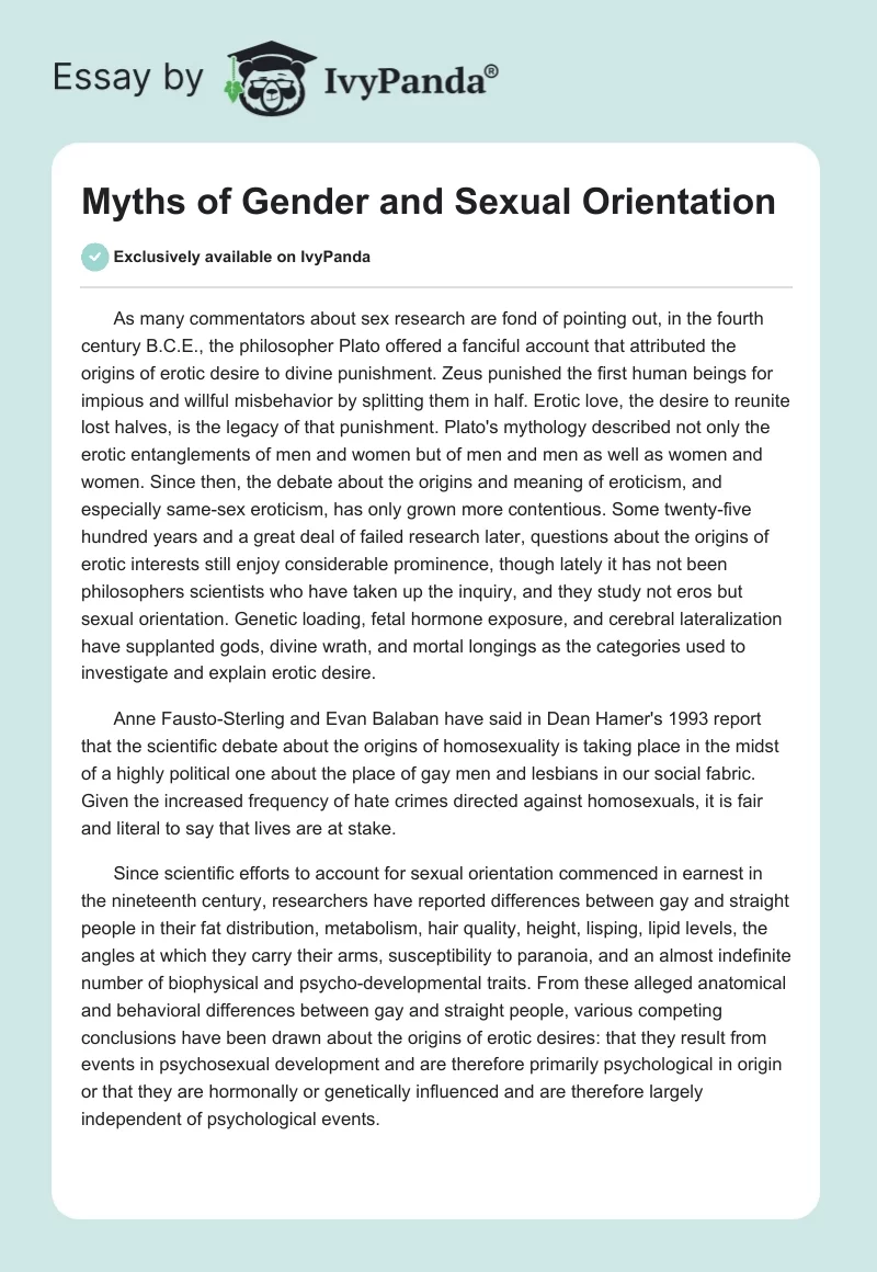 Myths of Gender and Sexual Orientation. Page 1