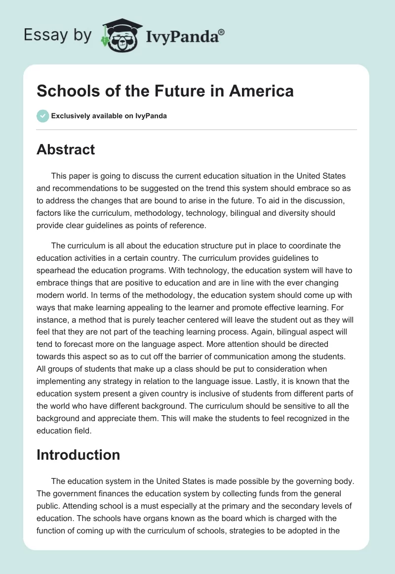 Schools of the Future in America. Page 1