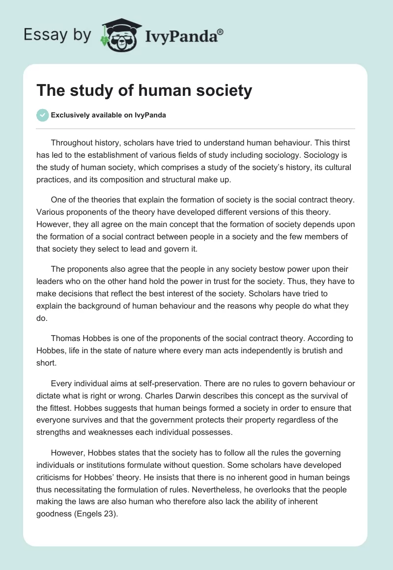 The study of human society. Page 1