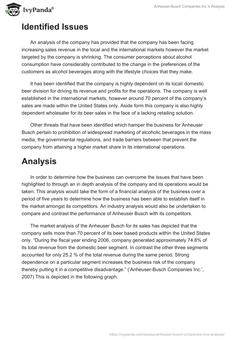 Anheuser-Busch Companies Inc.'s Analysis. Page 2