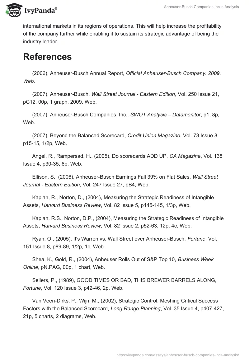 Anheuser-Busch Companies Inc.'s Analysis. Page 5