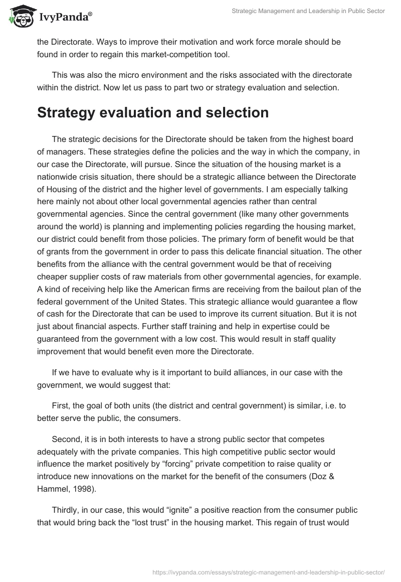 Strategic Management and Leadership in Public Sector. Page 5