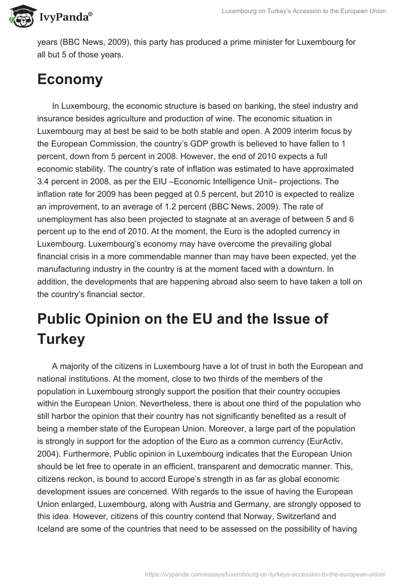Luxembourg on Turkey’s Accession to the European Union. Page 2
