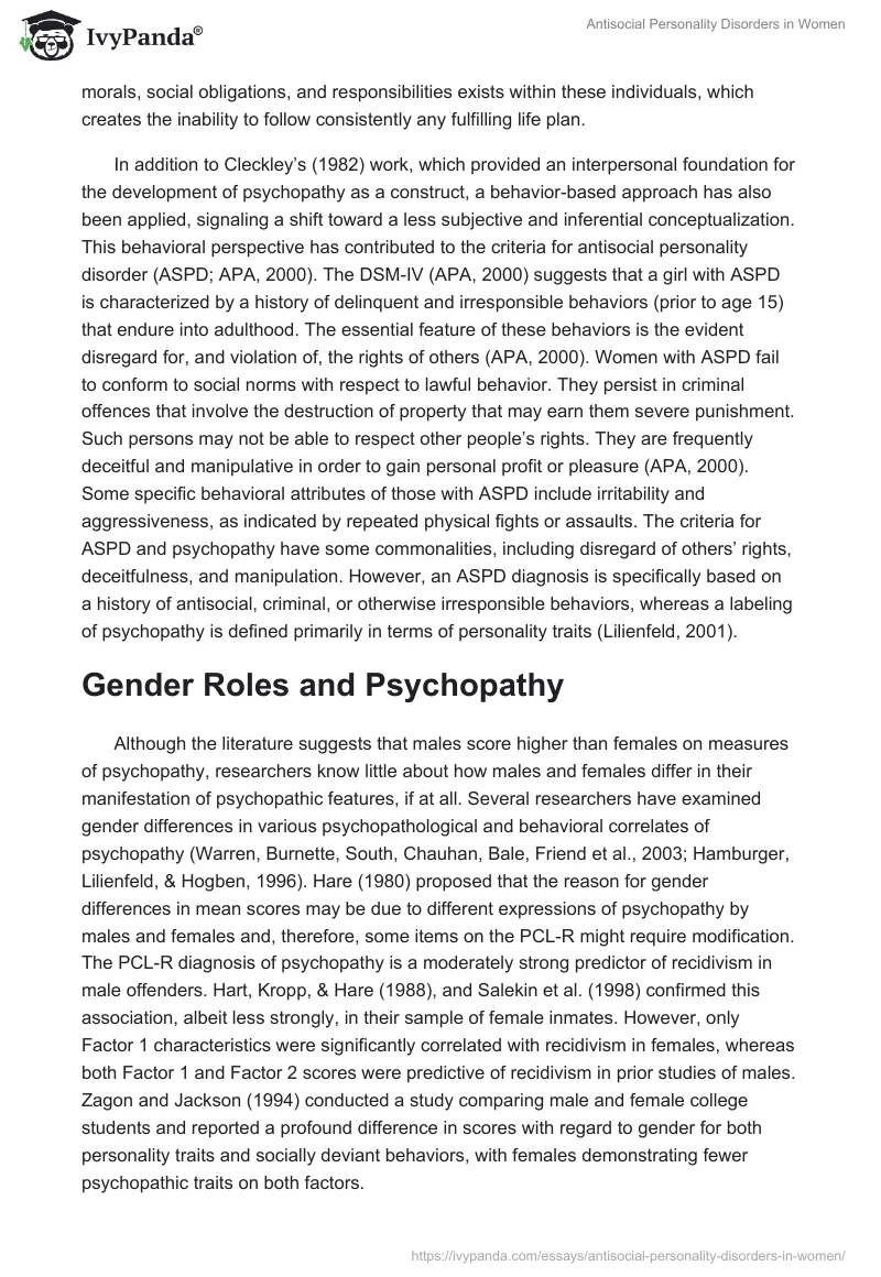 Antisocial Personality Disorders in Women. Page 4