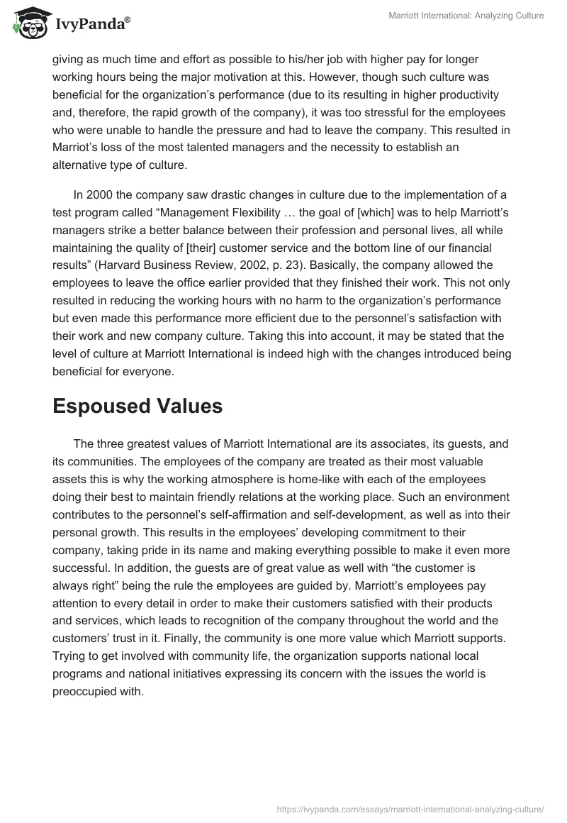 Marriott International: Analyzing Culture. Page 2