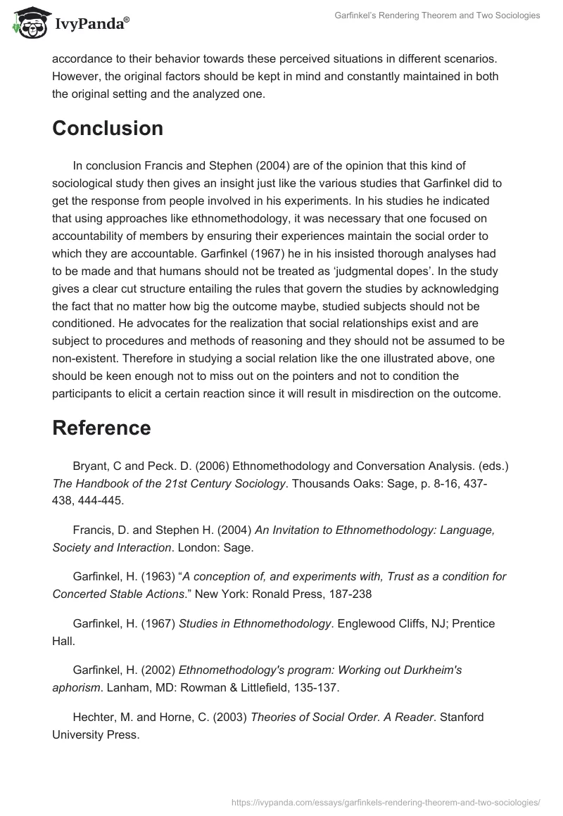 Garfinkel’s Rendering Theorem and Two Sociologies. Page 5