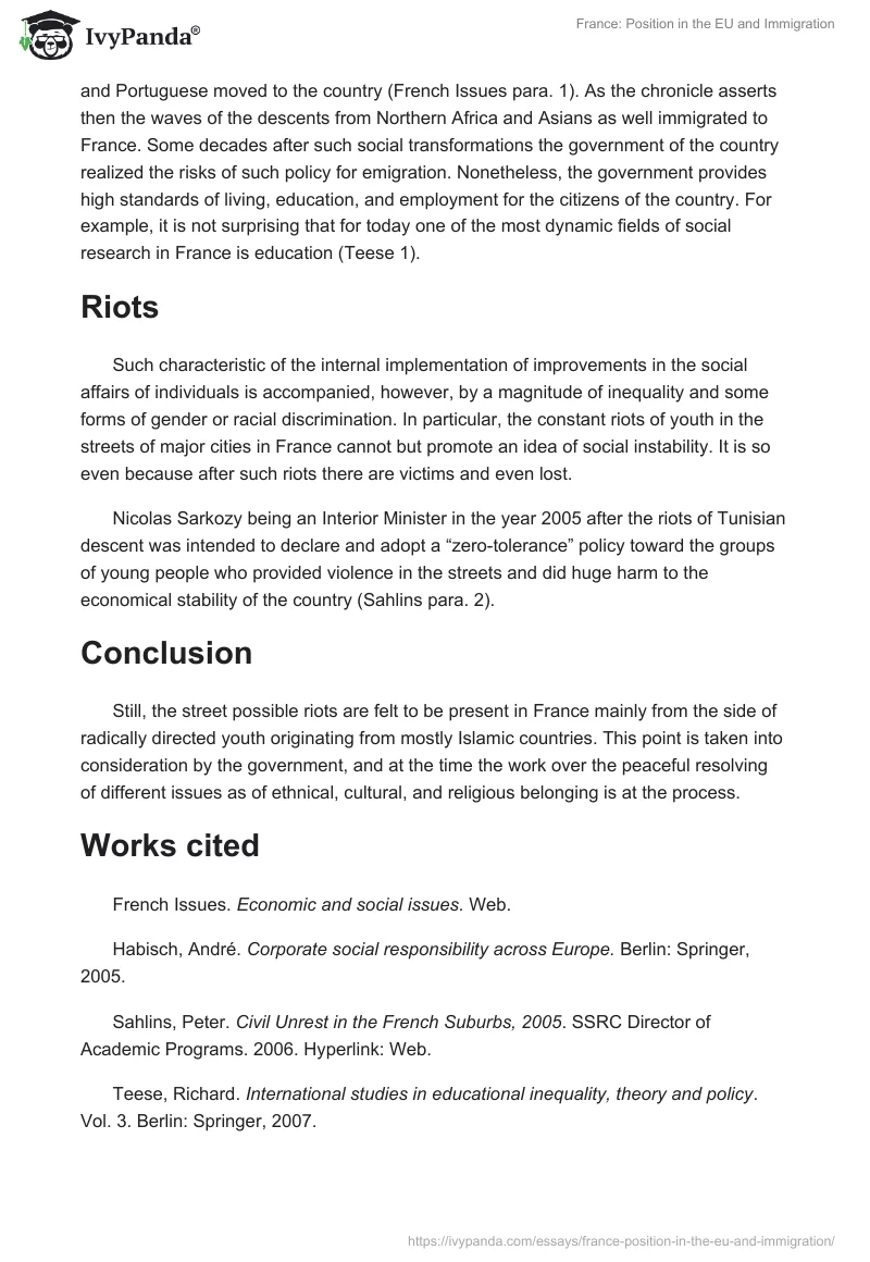 France: Position in the EU and Immigration. Page 2