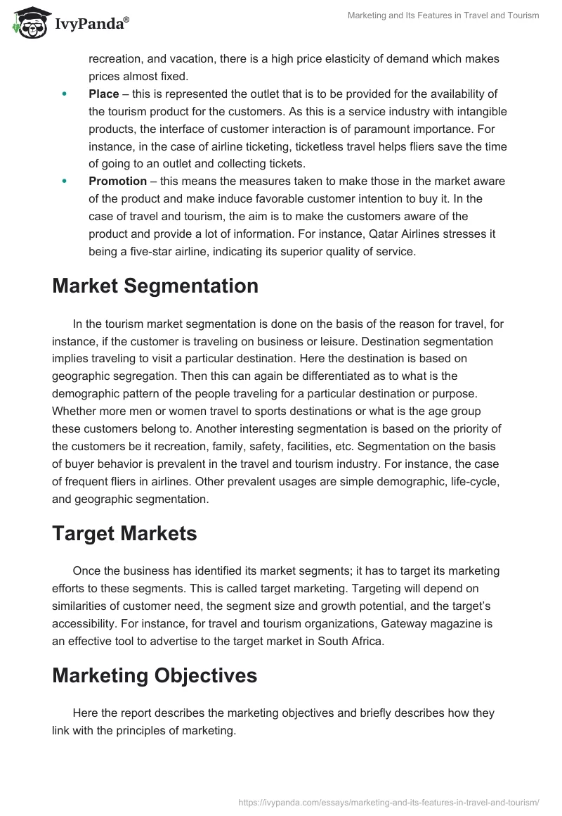 Marketing and Its Features in Travel and Tourism. Page 2