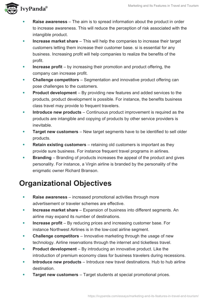Marketing and Its Features in Travel and Tourism. Page 3