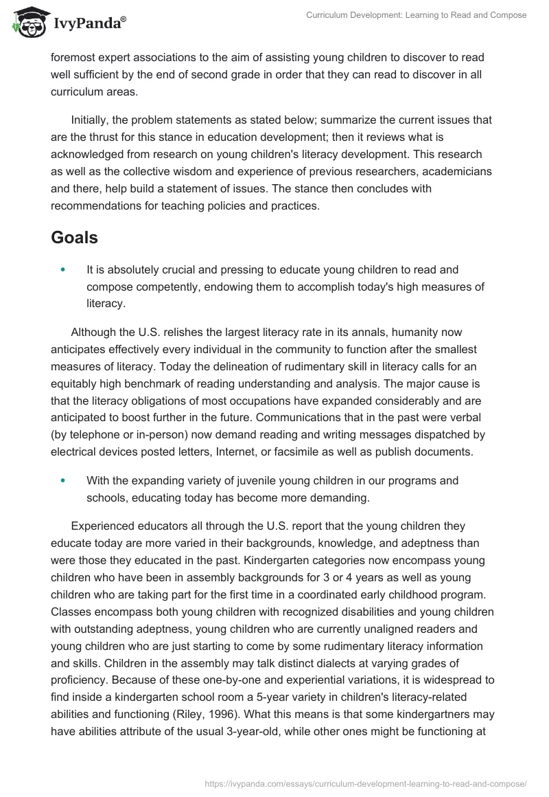 Curriculum Development: Learning to Read and Compose. Page 2
