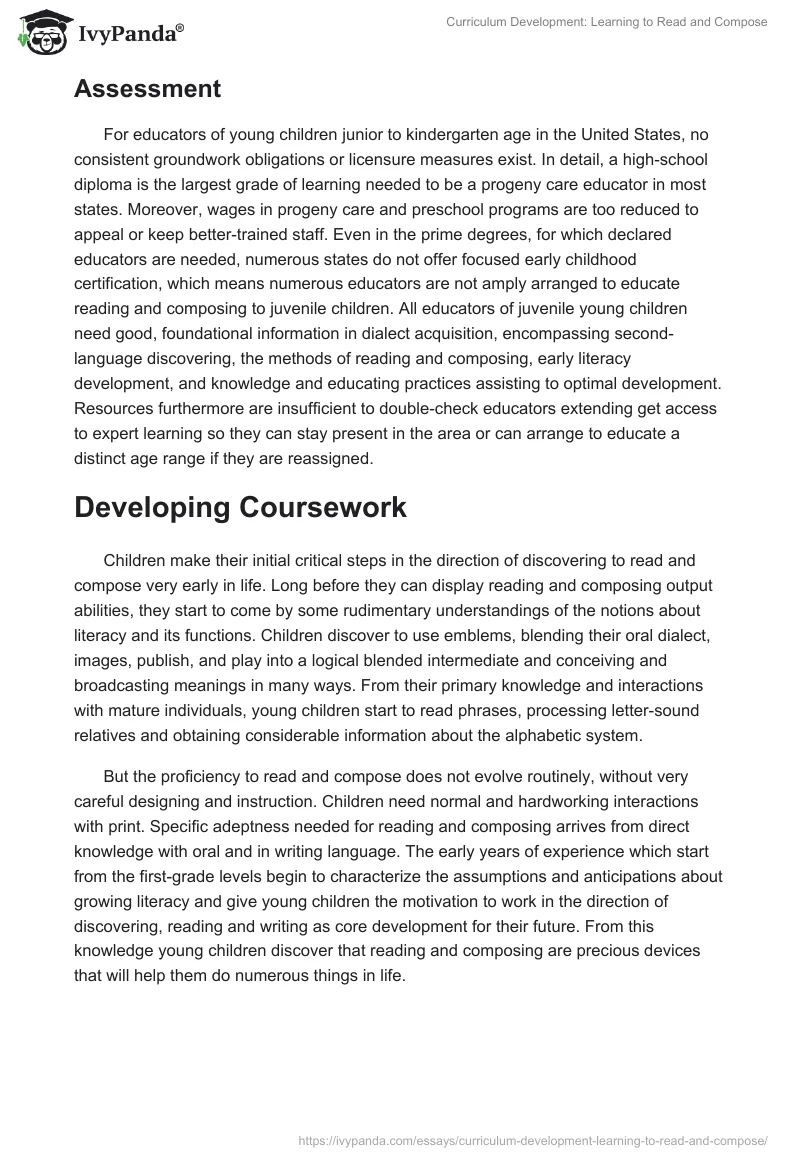 Curriculum Development: Learning to Read and Compose. Page 4