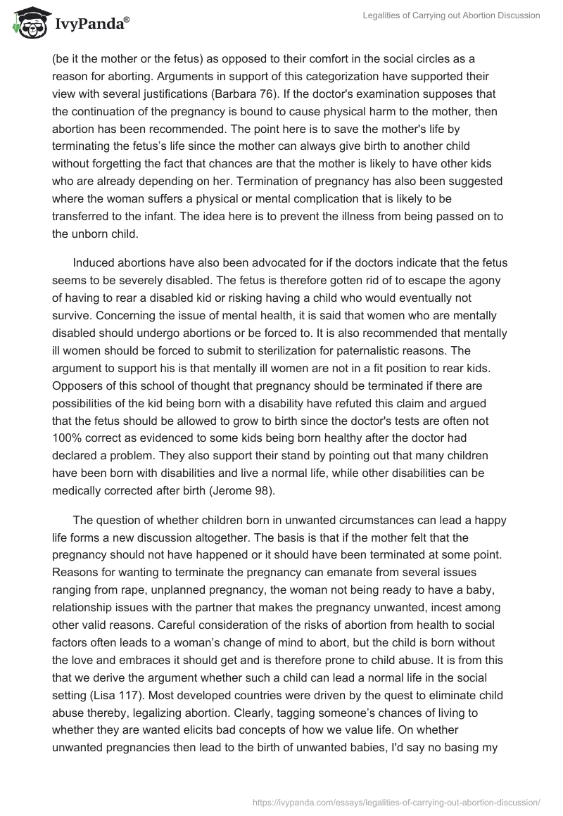 Legalities of Carrying Out Abortion Discussion. Page 2