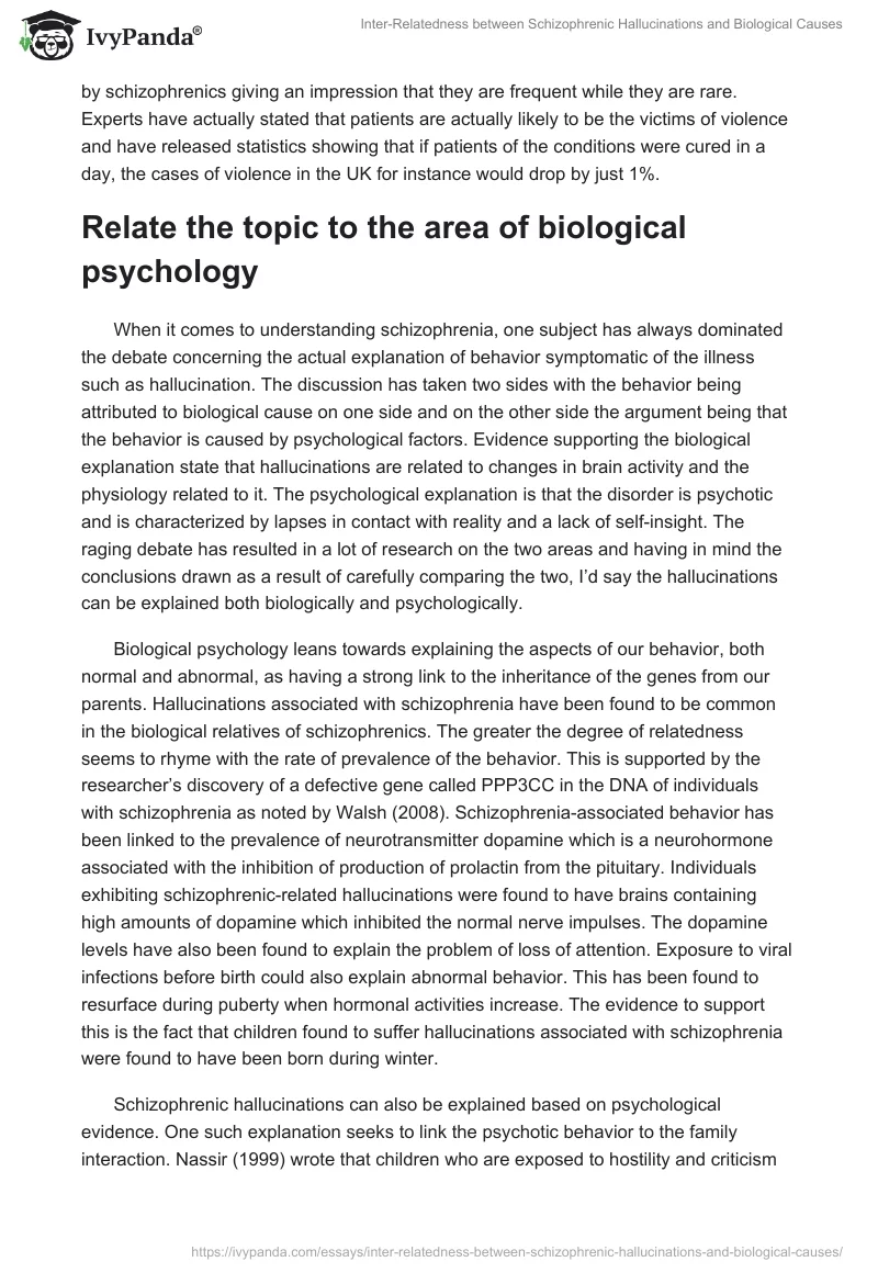 Inter-Relatedness between Schizophrenic Hallucinations and Biological Causes. Page 3