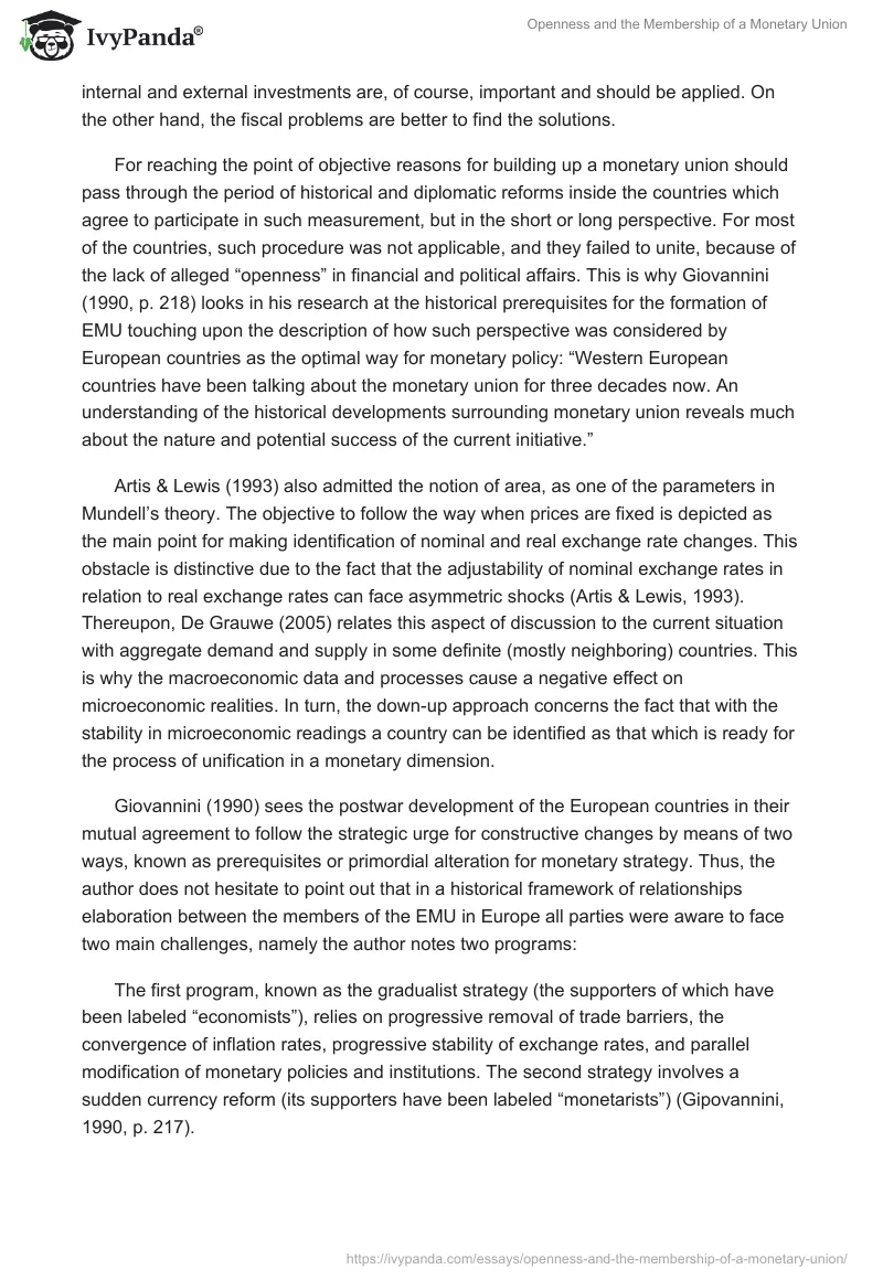 Openness and the Membership of a Monetary Union. Page 4