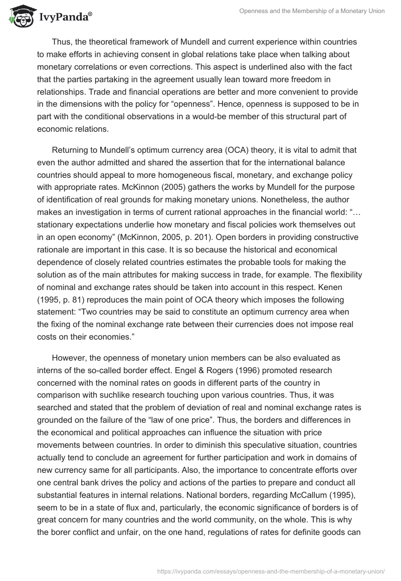 Openness and the Membership of a Monetary Union. Page 5