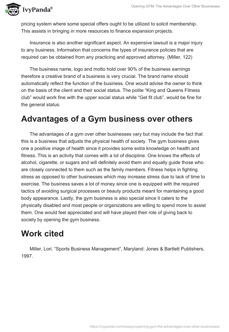 Opening GYM: The Advantages Over Other Businesses. Page 2