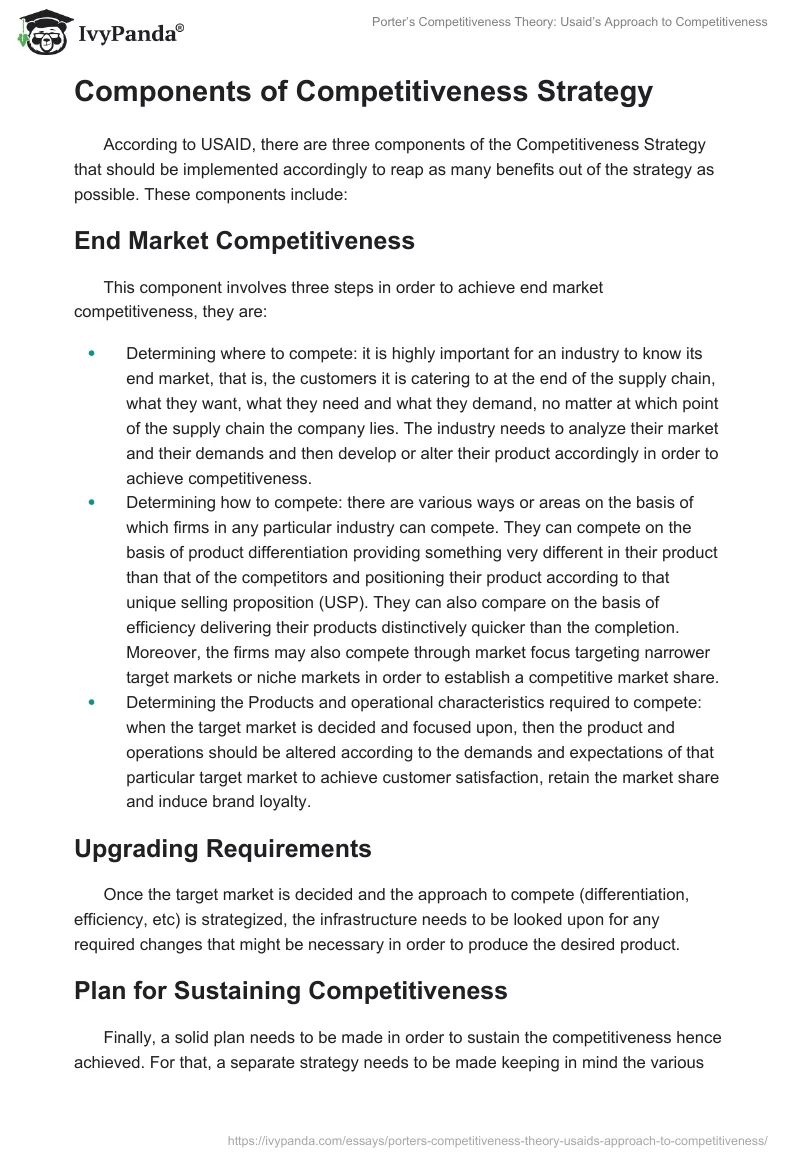 Porter’s Competitiveness Theory: Usaid’s Approach to Competitiveness. Page 3