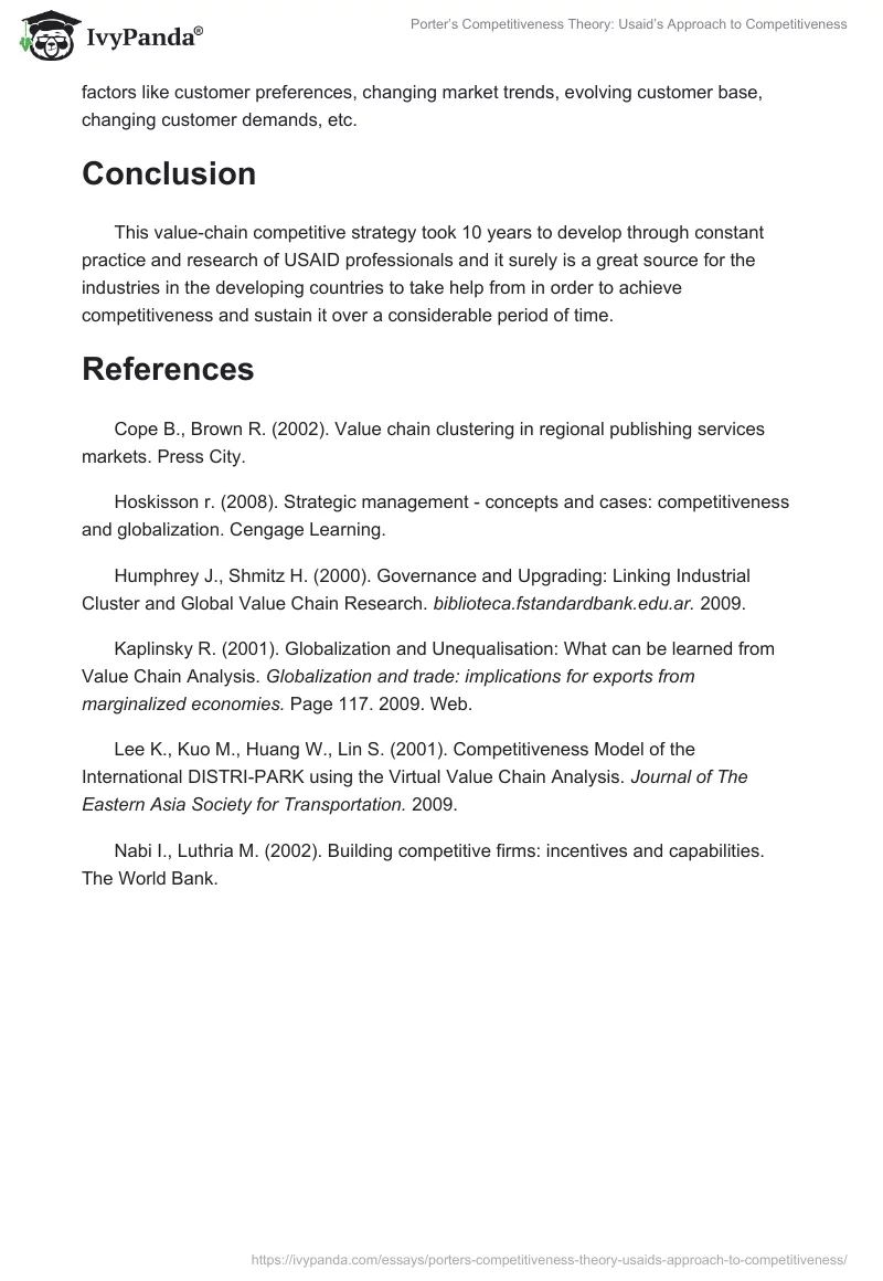 Porter’s Competitiveness Theory: Usaid’s Approach to Competitiveness. Page 4