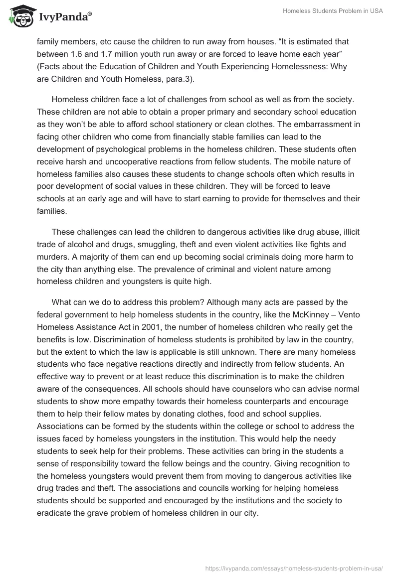 Homeless Students Problem in USA. Page 2