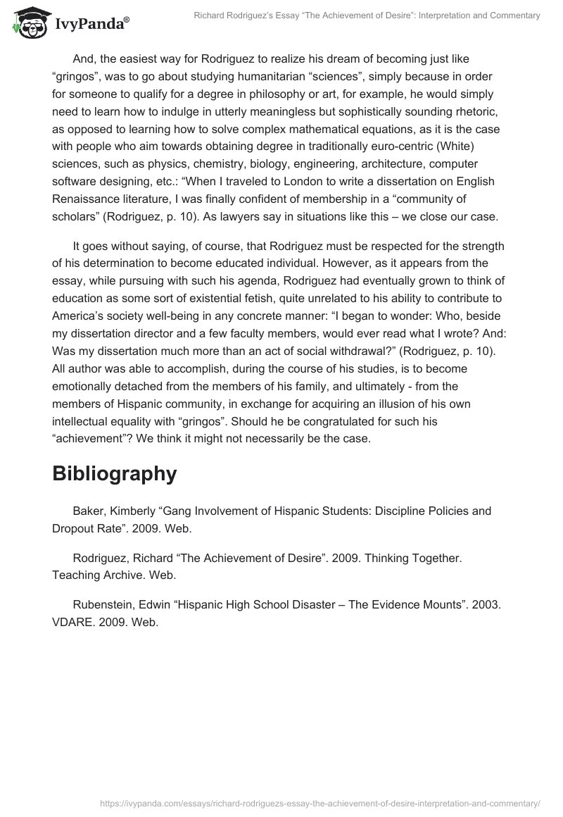 Richard Rodriguez’s Essay “The Achievement of Desire”: Interpretation and Commentary. Page 4