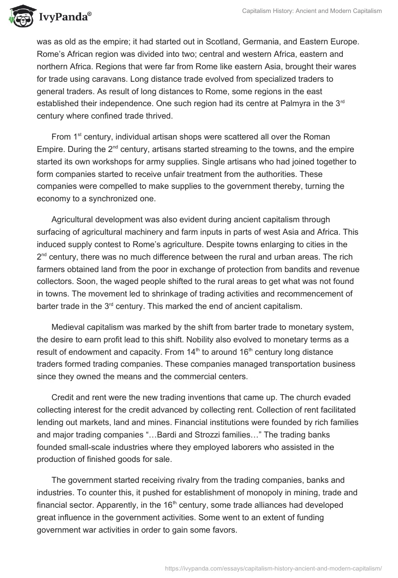 Capitalism History: Ancient and Modern Capitalism. Page 2