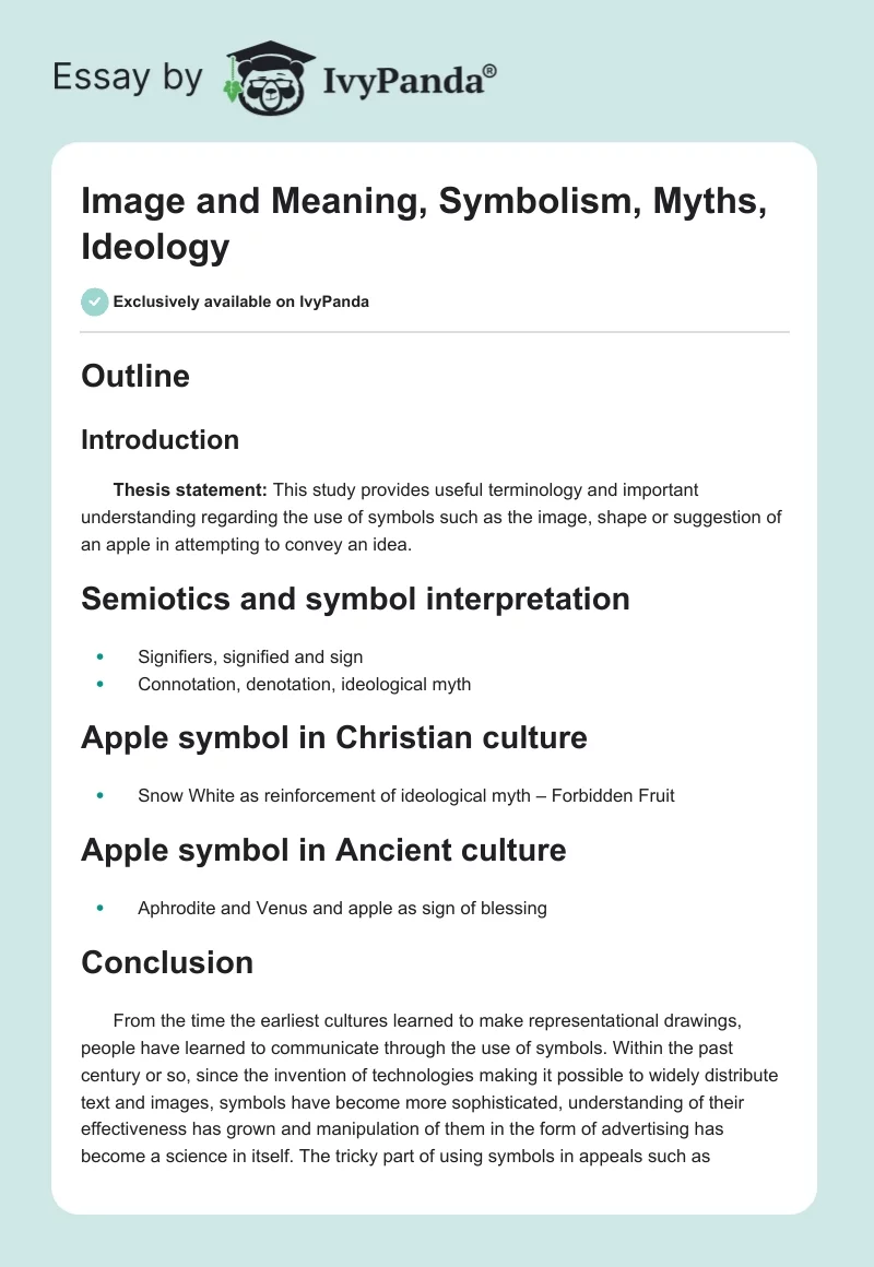Image and Meaning, Symbolism, Myths, Ideology. Page 1