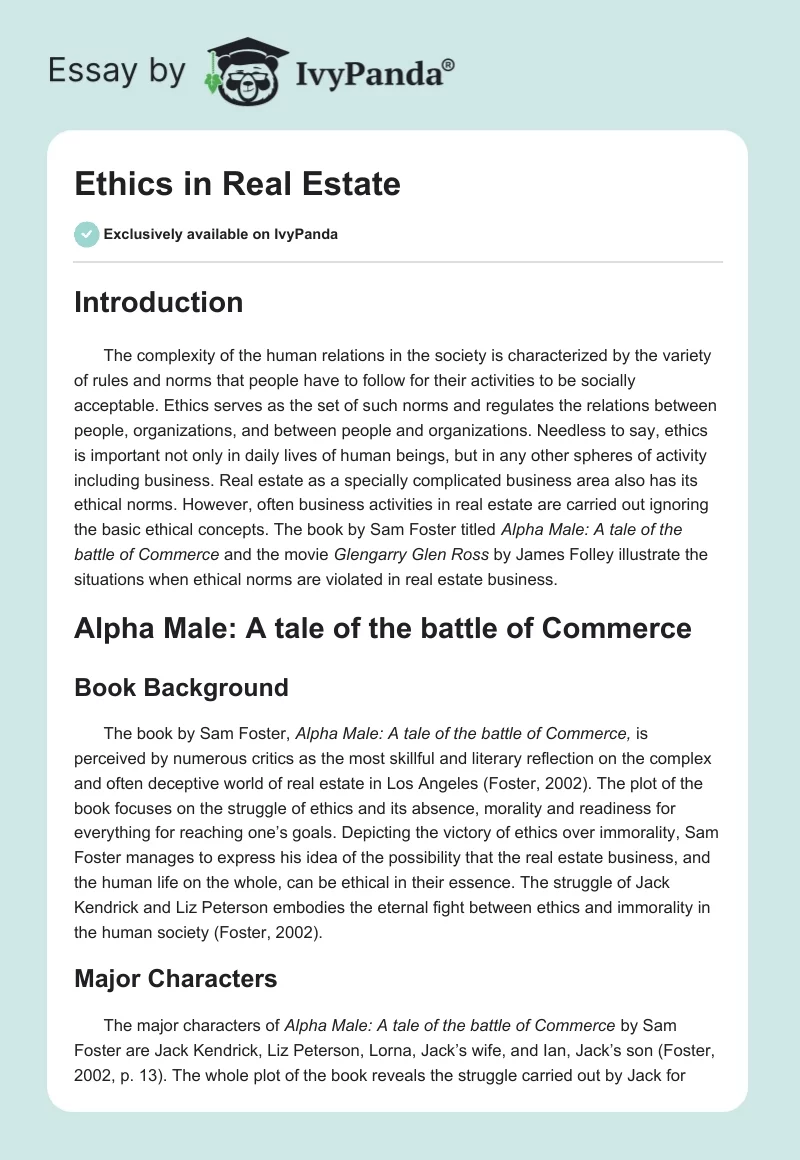 Ethics in Real Estate. Page 1