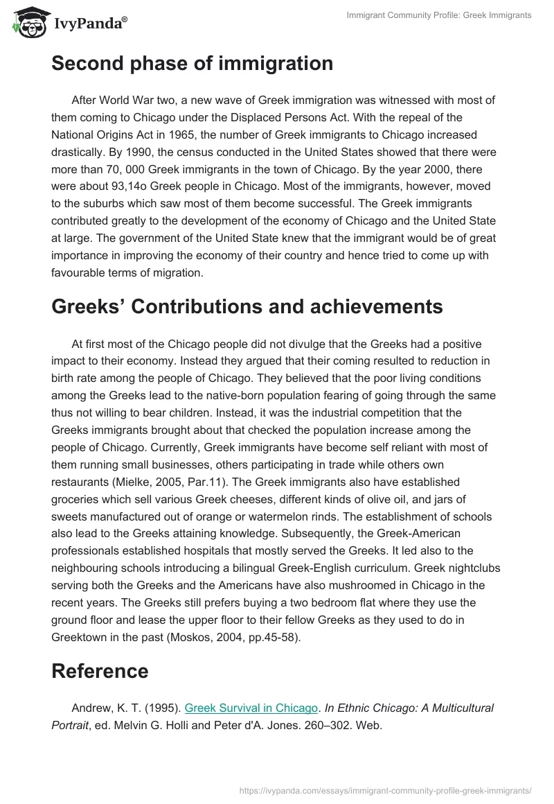 Immigrant Community Profile: Greek Immigrants. Page 3