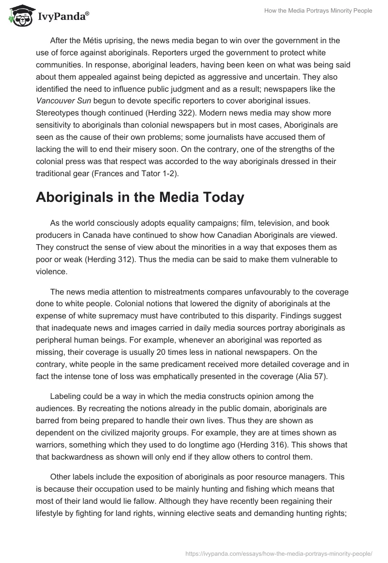 How the Media Portrays Minority People. Page 2