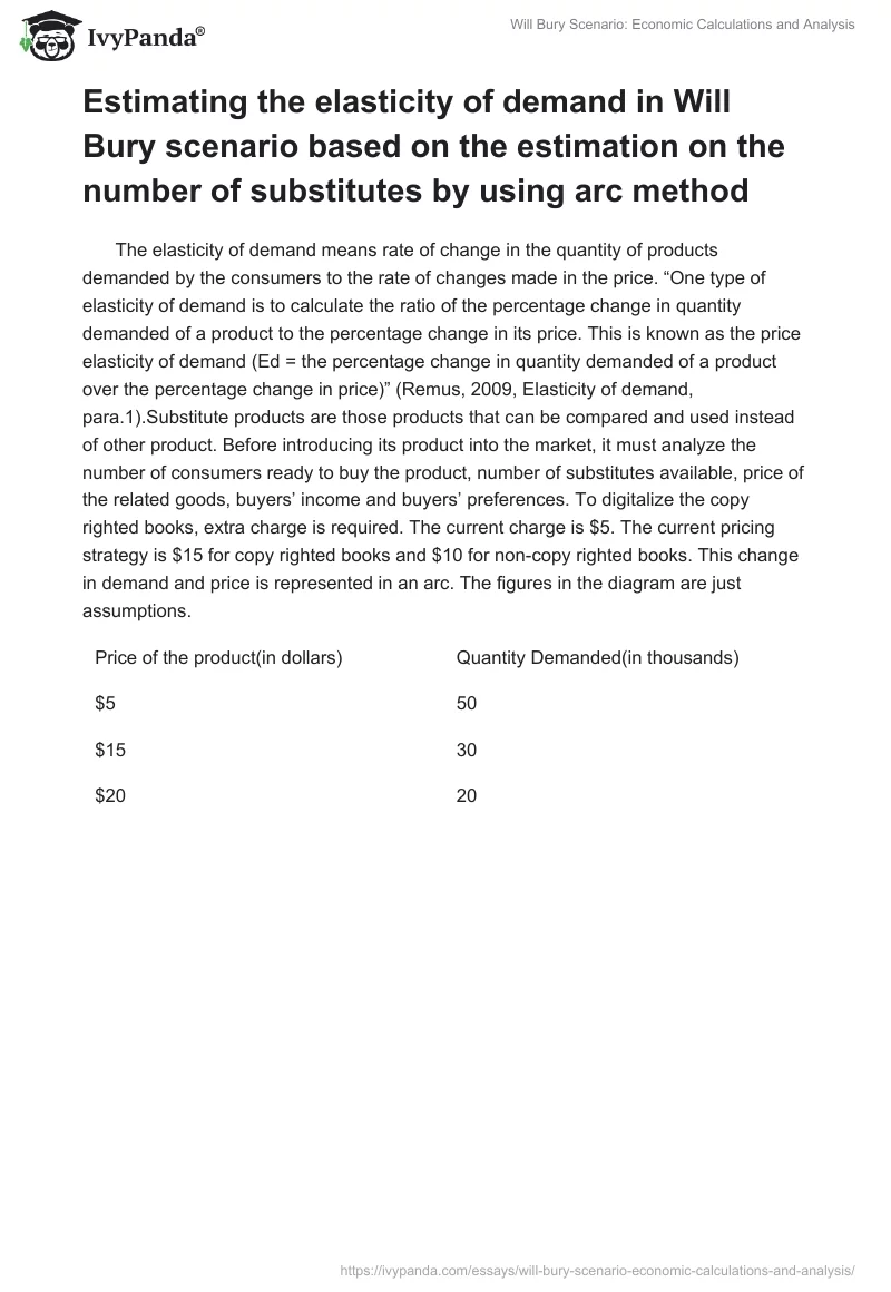 Will Bury Scenario: Economic Calculations and Analysis. Page 2