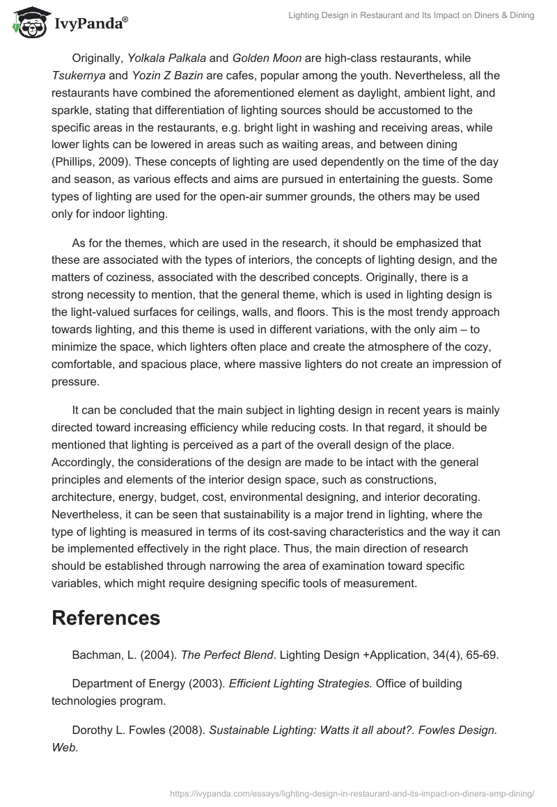 Lighting Design in Restaurant and Its Impact on Diners & Dining. Page 4