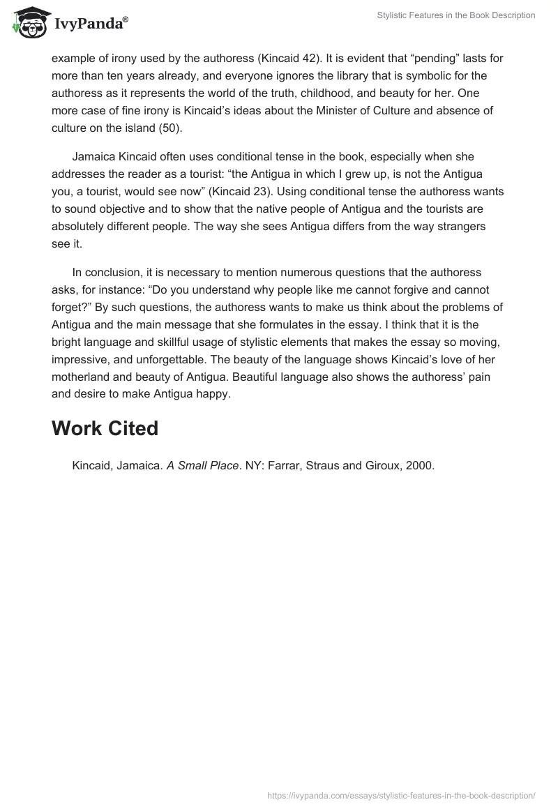 Stylistic Features in the Book Description. Page 2