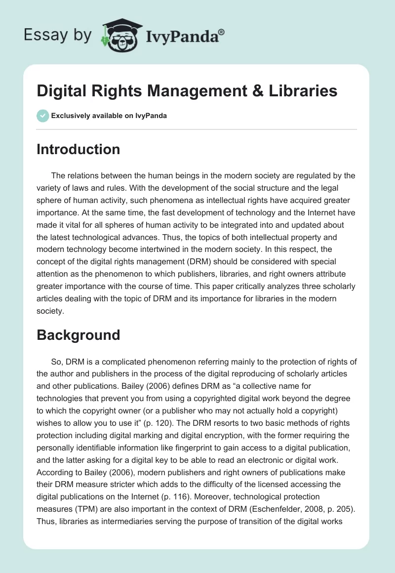 Digital Rights Management & Libraries. Page 1