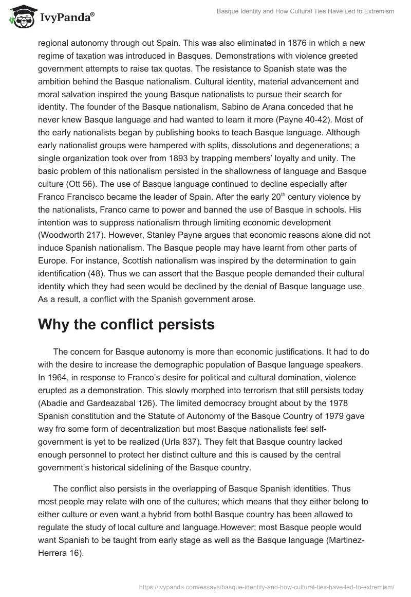 Basque Identity and How Cultural Ties Have Led to Extremism. Page 3