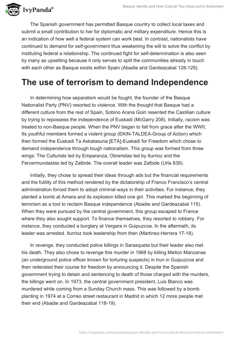 Basque Identity and How Cultural Ties Have Led to Extremism. Page 4