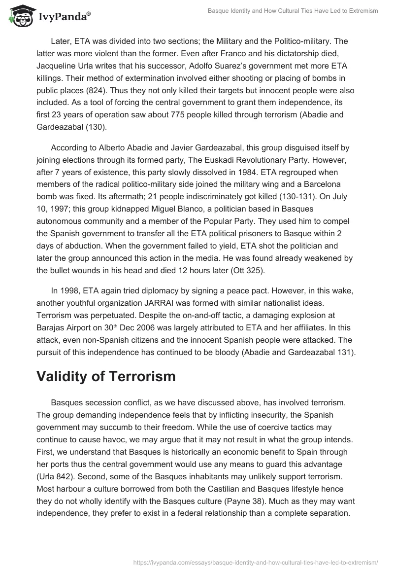 Basque Identity and How Cultural Ties Have Led to Extremism. Page 5