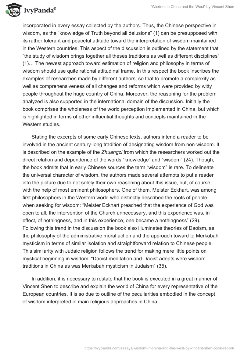 “Wisdom in China and the West” by Vincent Shen. Page 3