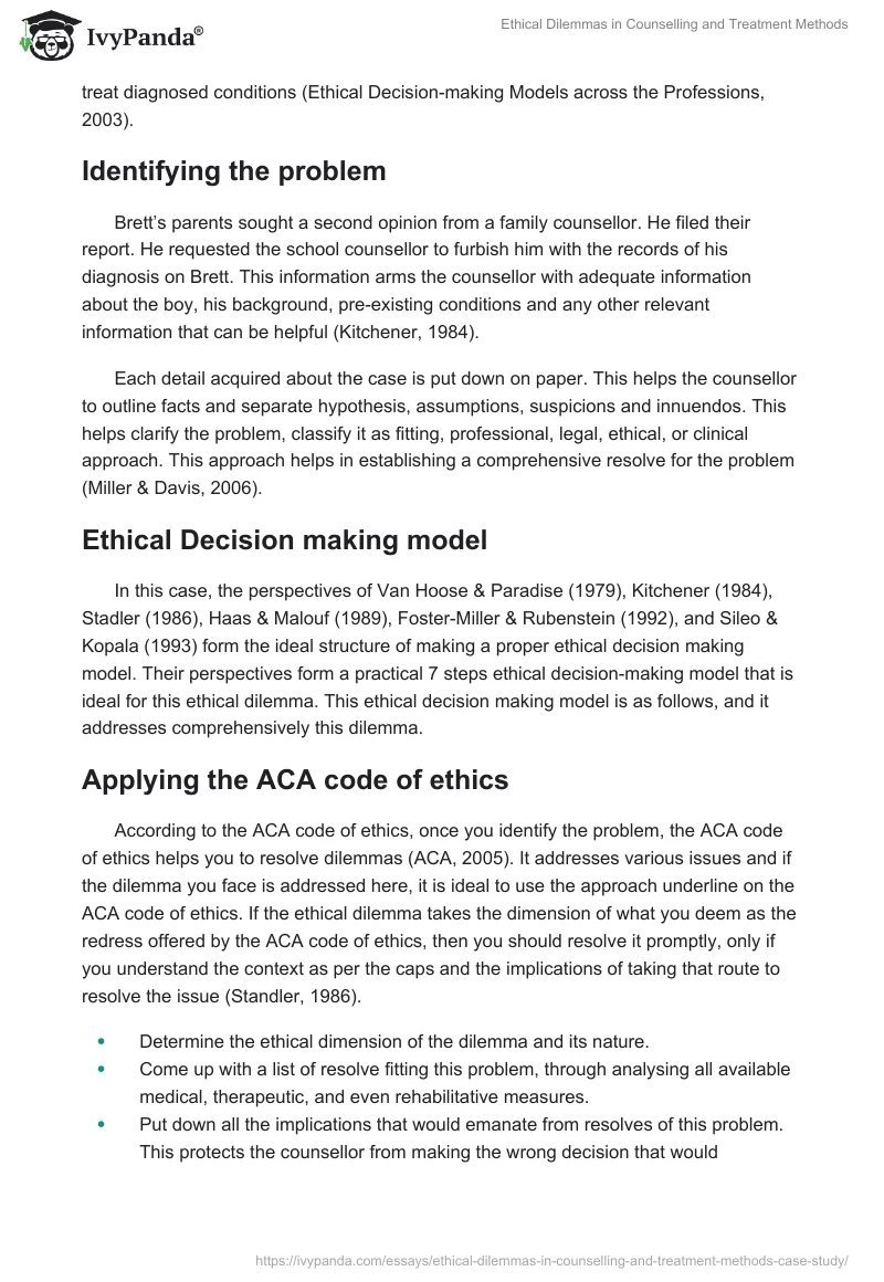 Ethical Dilemmas in Counselling and Treatment Methods. Page 2