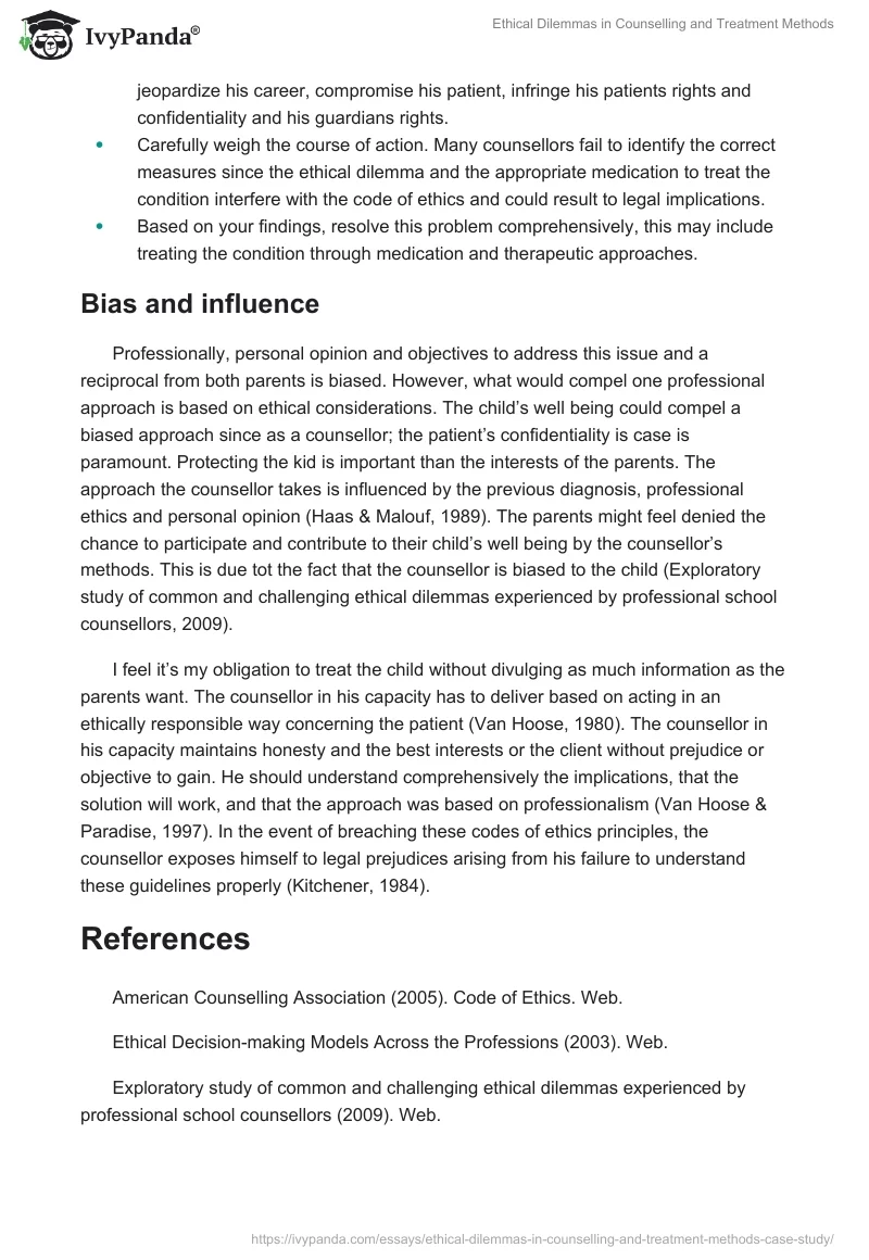 Ethical Dilemmas in Counselling and Treatment Methods. Page 3