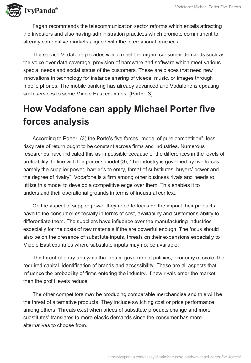Vodafone: Michael Porter Five Forces. Page 3