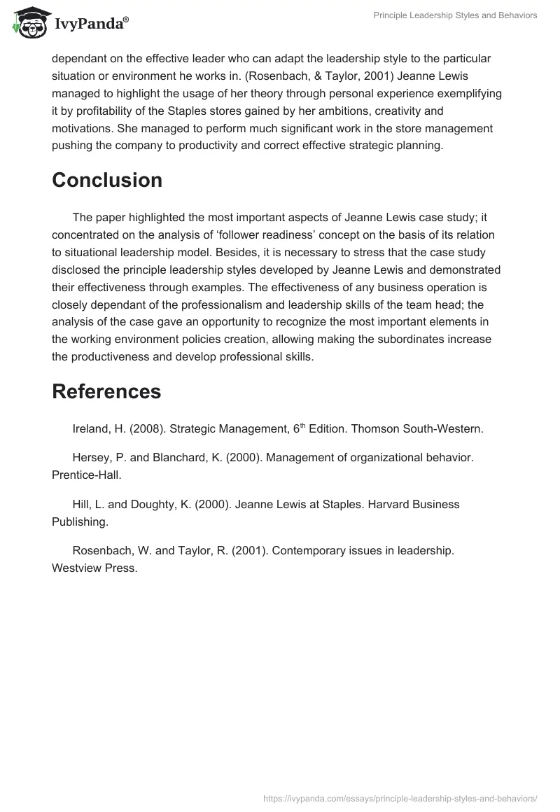 Principle Leadership Styles and Behaviors. Page 3
