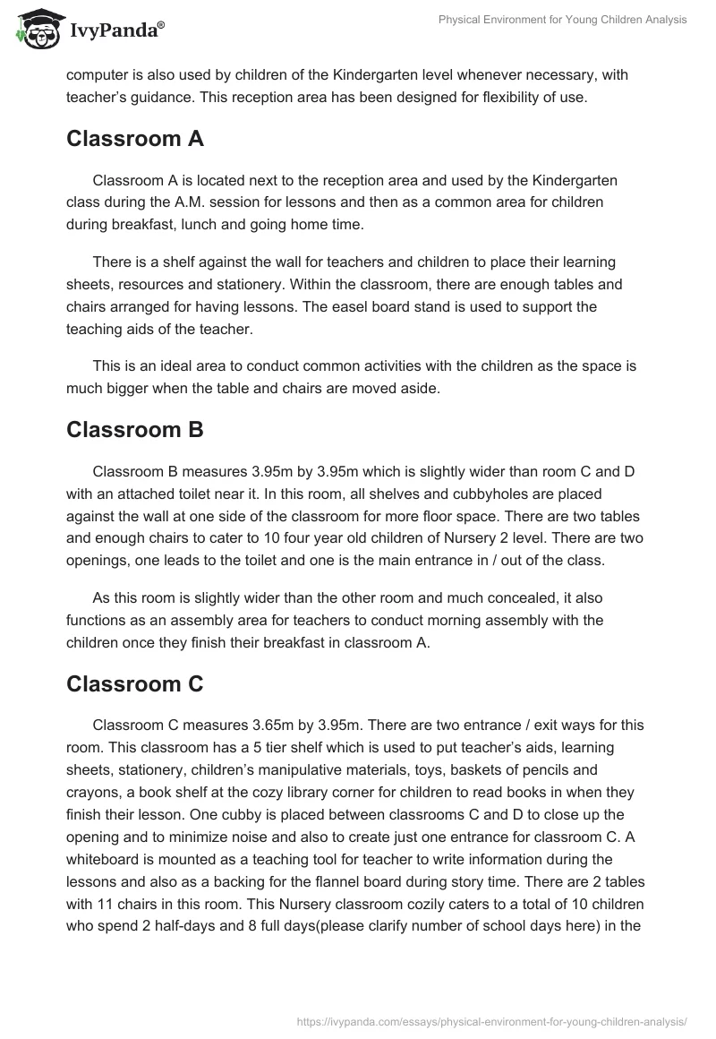 Physical Environment for Young Children Analysis. Page 2